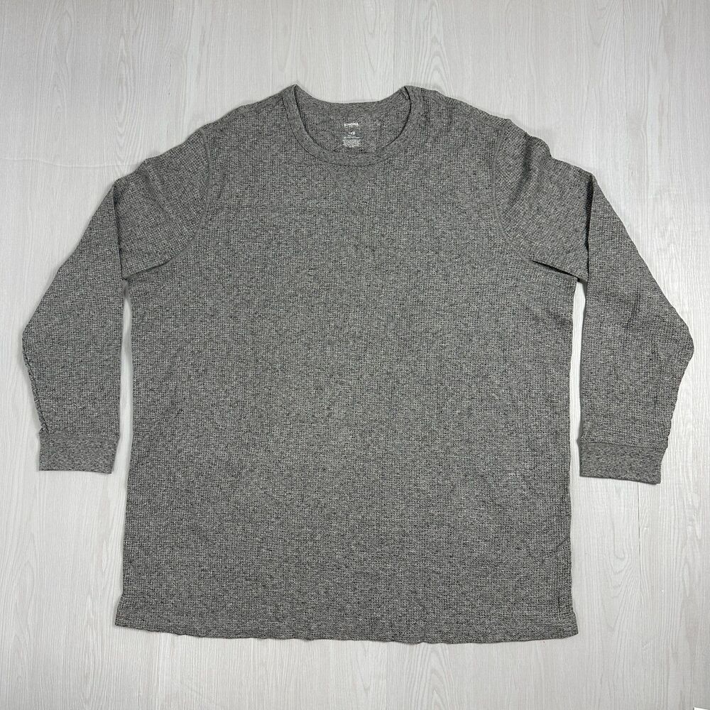 Sonoma Mens Big & Tall 4XB Grey Marled Waffle Knit Thermal Crewneck Shirt NWT